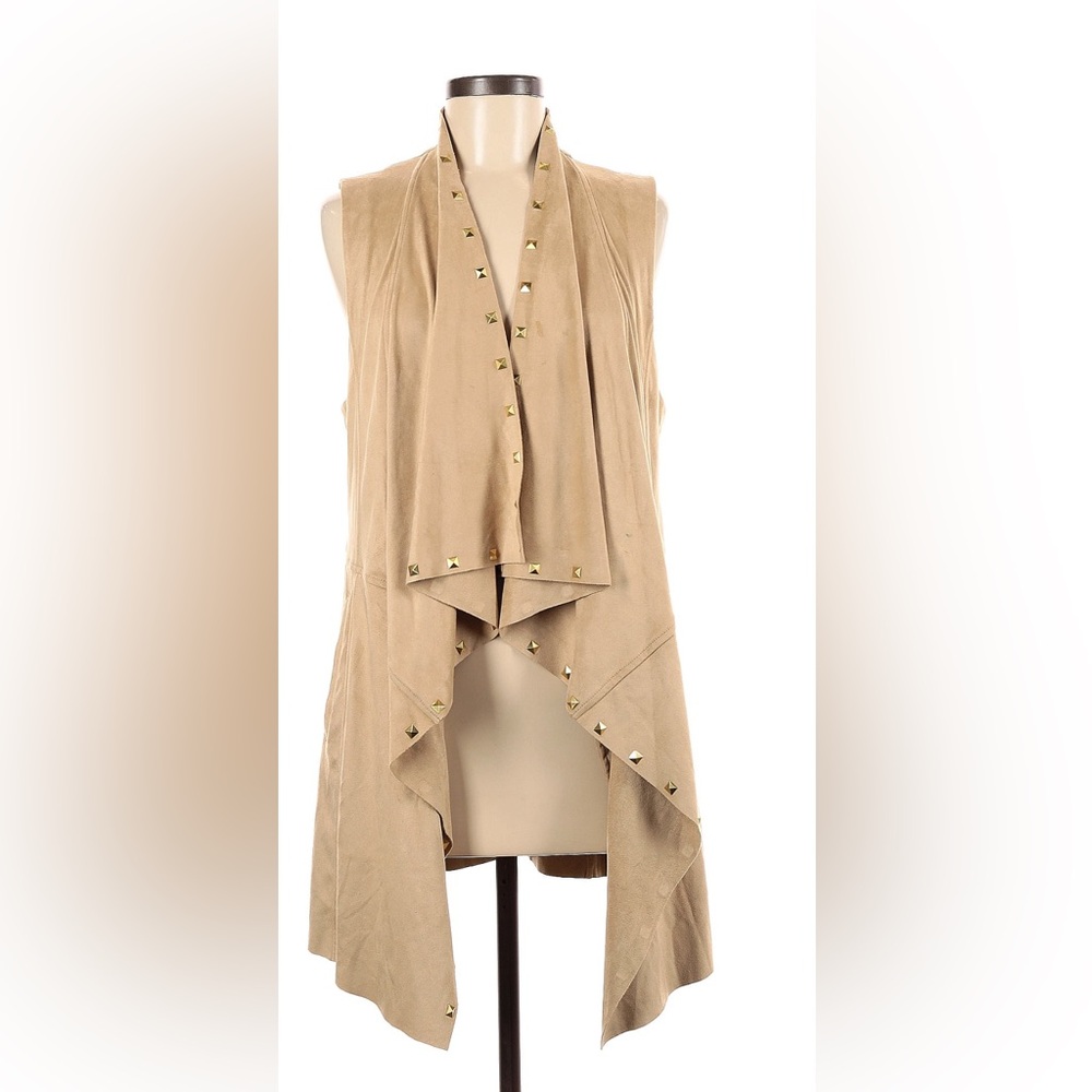 Original Michael Kors Light Brown Suede Draped Vest Cover Sleeveless Jacket